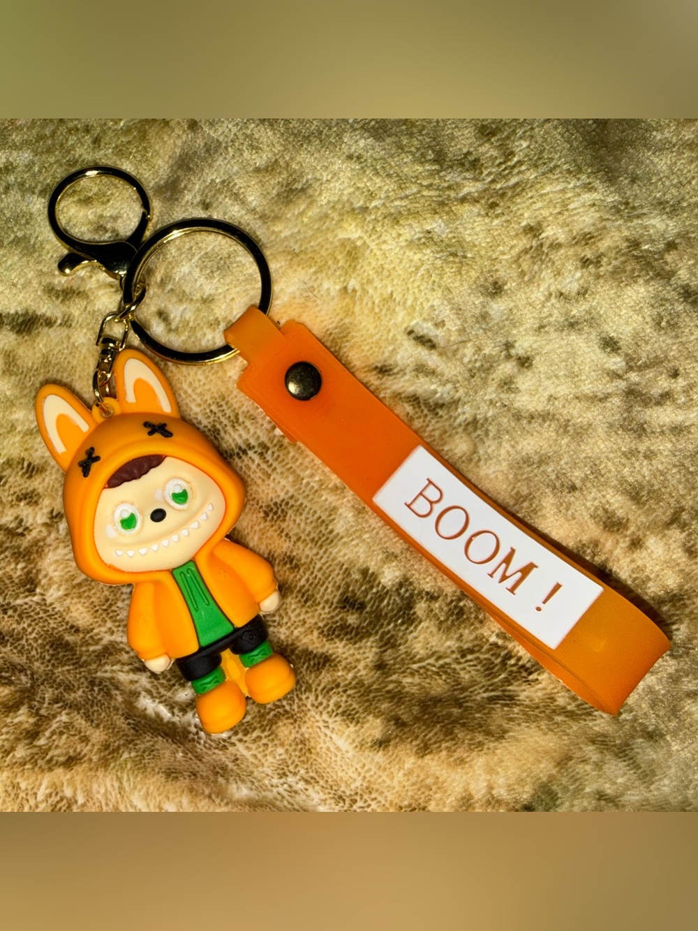 Orange Bunny Hoodie Character Keychain with BOOM! Strap